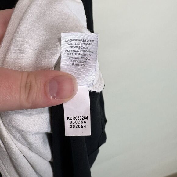 J Jill Wearever Colorblock Dress Womens 2X Split Front Trapeze Swing White Black - Picture 7 of 7